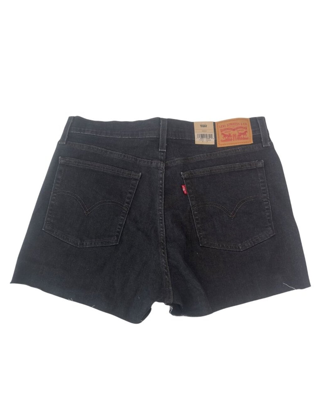 Levis High-Rise Hypersoft Denim Shorts Women SZ 14/W32 Black Raw Hem